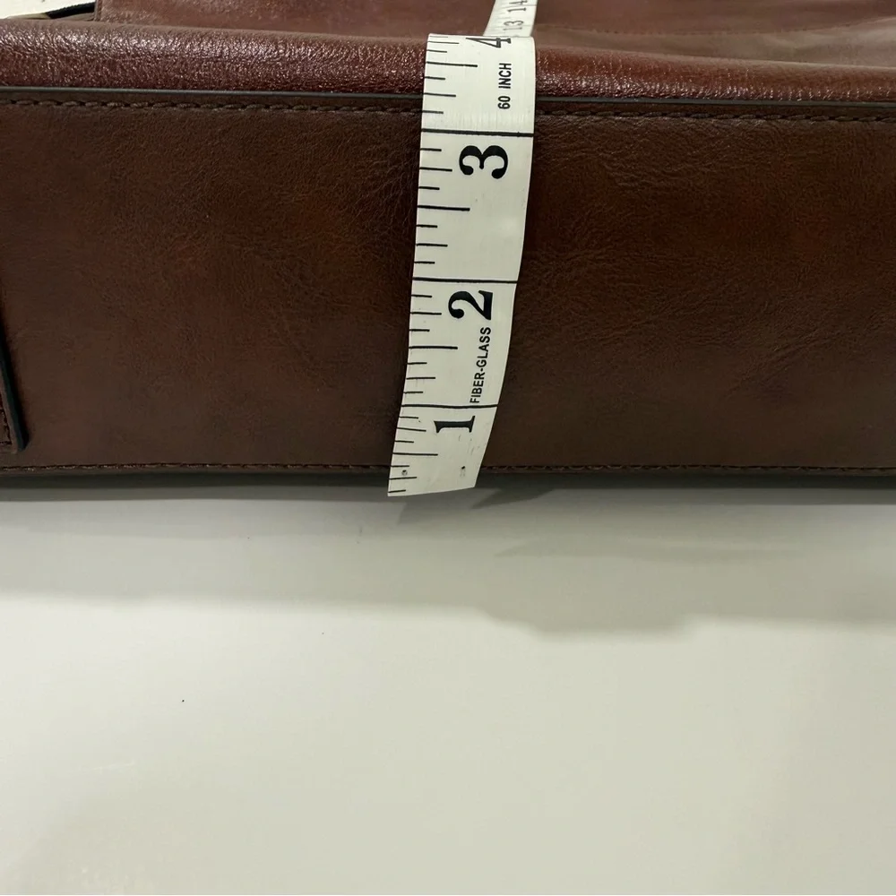 Fossil Kayden Messenger Bag Dark Brown Leather with Adjustable Black Strap
